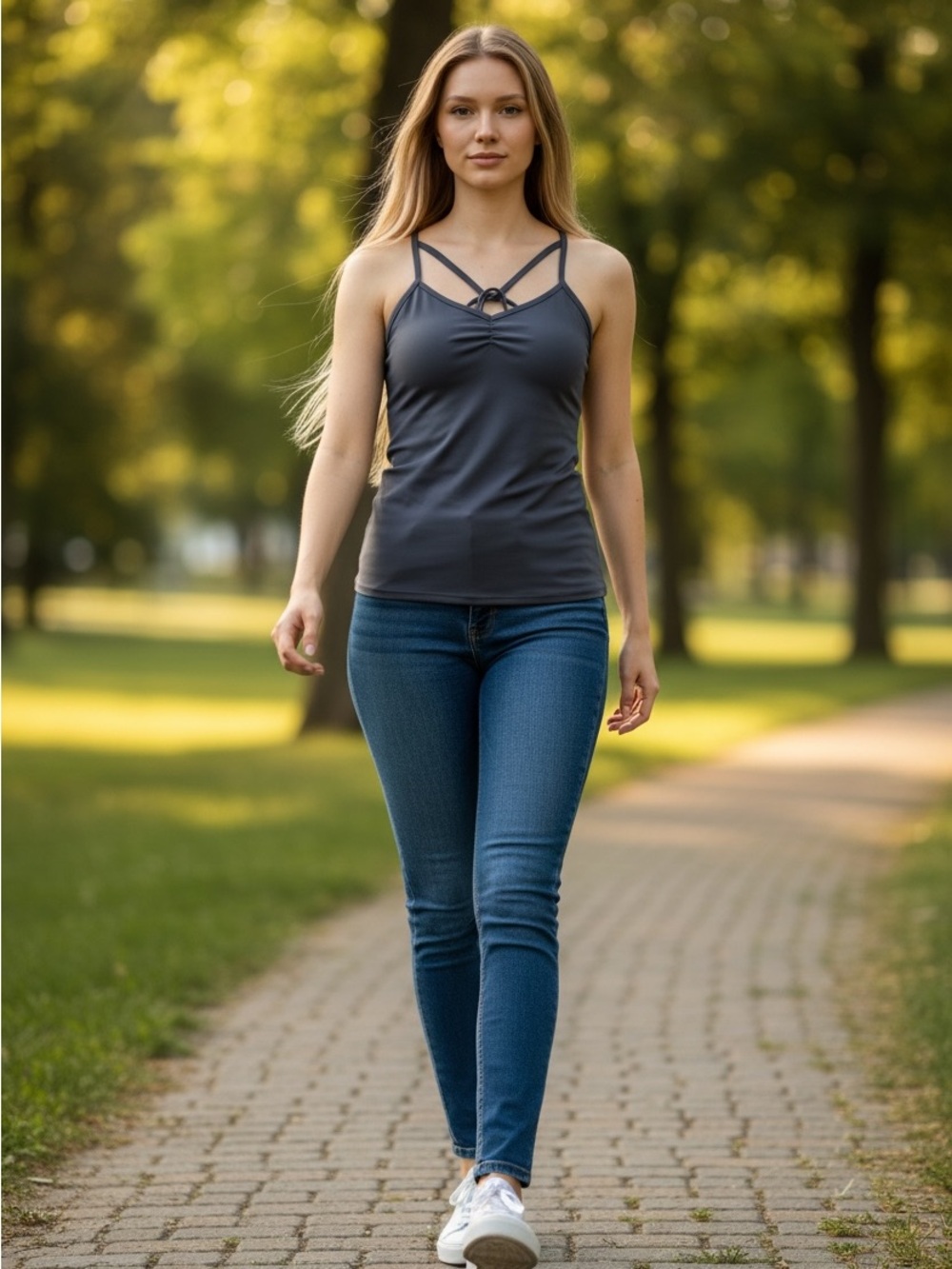 ALO Yoga Charcoal Grey Strappy Tank Top